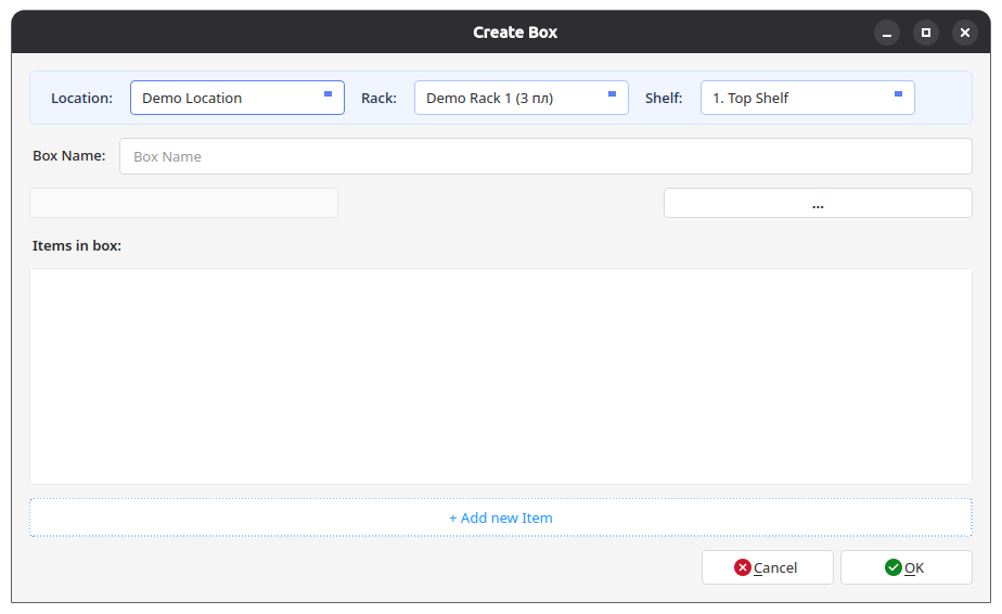 Add new box modal
