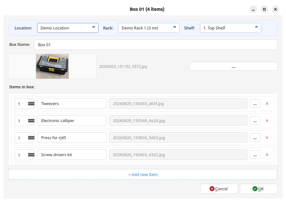 Edit box modal